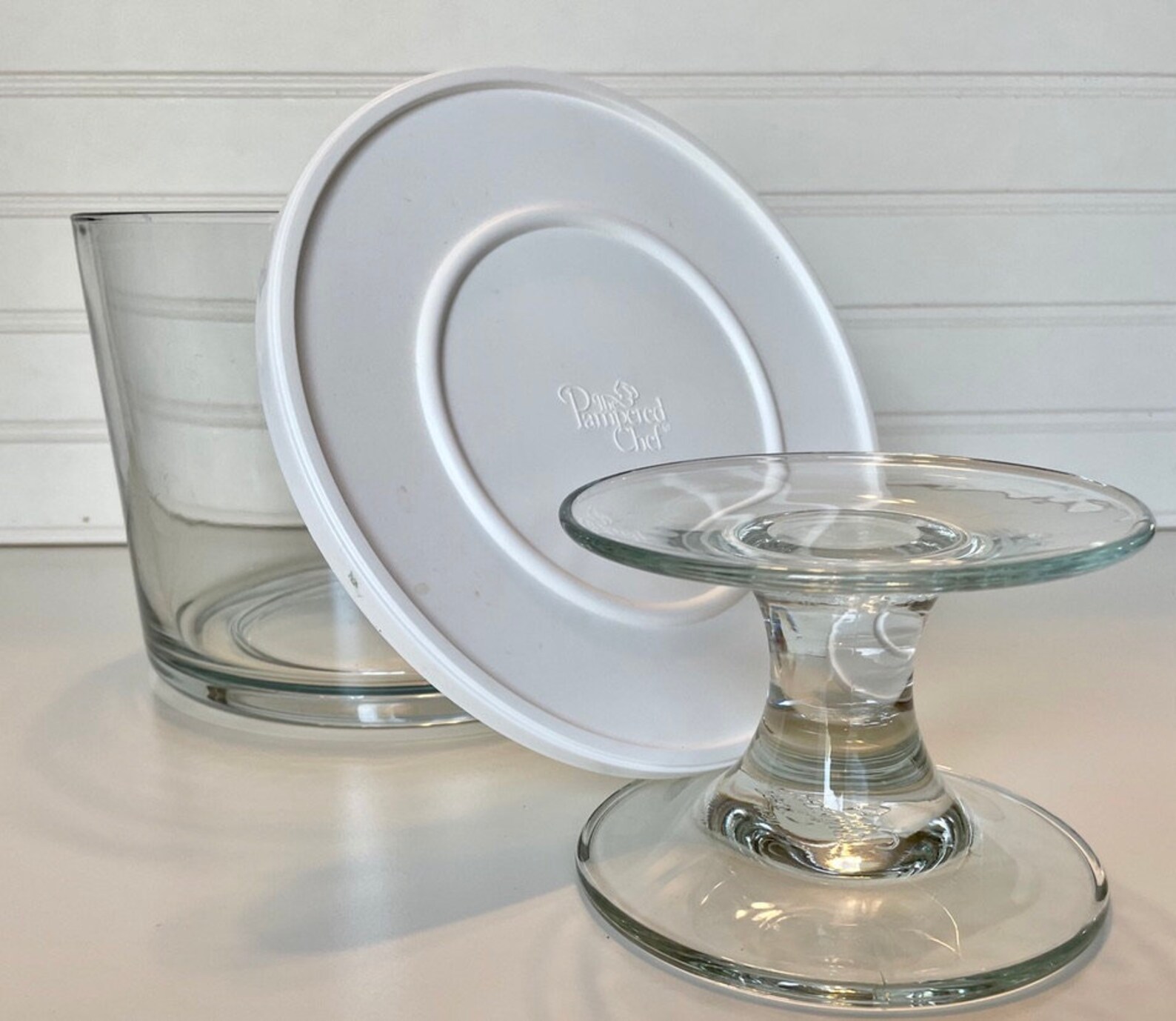 Vintage Pampered Chef Glass Trifle Bowl with Stand and Lid In Etsy