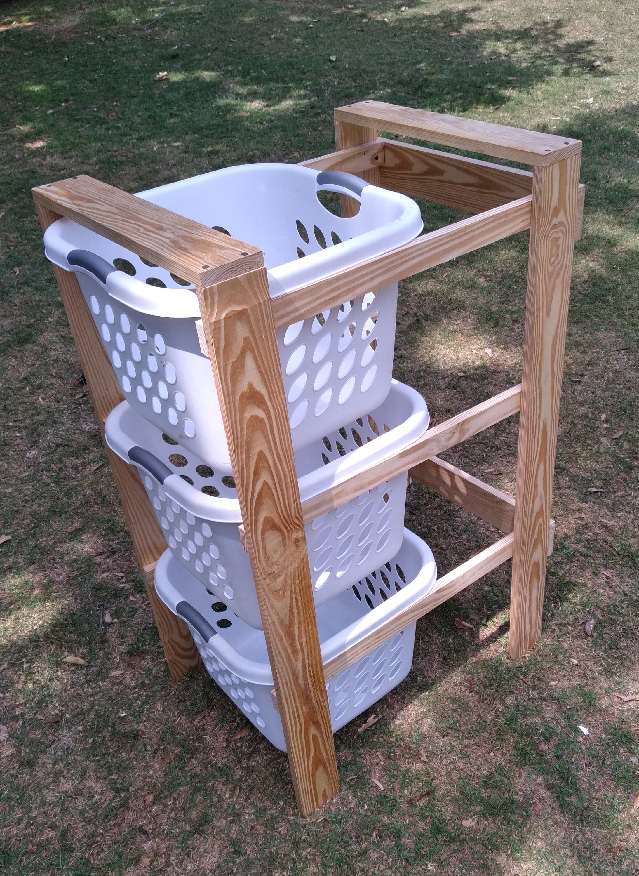 3 High Unfinished Laundry Basket Holder Ready to Paint or Stain