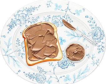 Chocolate toast  realistic painting IMPASTO