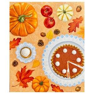 Pumpkin pie outumn mood original oil painting image 1