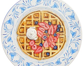Belgian waffles M size realistic oil painting aestetic christmas gift