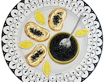 Elegant painting black caviar realism