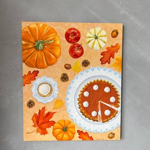 Pumpkin pie outumn mood original oil painting image 2