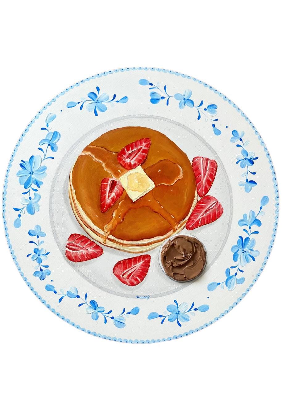 油絵 油彩 油彩画 絵 絵画 円形【バターミルクパンケーキ】 油絵 油彩 油彩画 絵 絵画 円形【バターミルクパンケーキ】 | HIROSHI1990