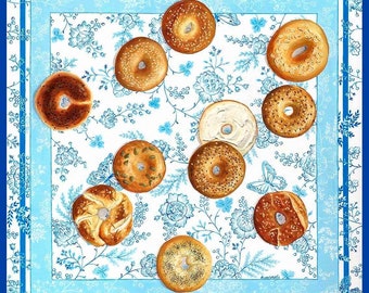 Silk Scarf Bagels Baby Blue Pattern