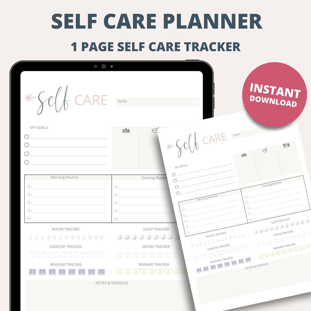 Printable Self Care Planner, Tracker Checklist (PDF Download) - Etsy