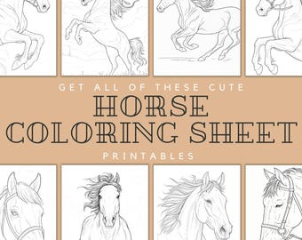 Horse Coloring Pages for Adults & Kids: Farm Animal Art (Digital Download)