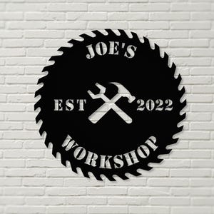 Personalized Saw Blade Gift, Custom Metal Workshop Sign, Man Cave Decor, Father&#39;s Day Gift, Handcrafted Garage Art Gift For Him