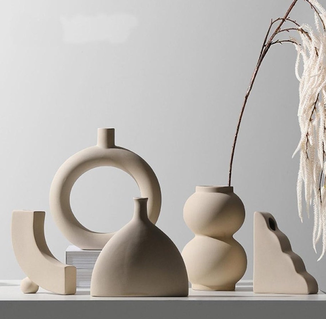 Round Donut Ceramic Vase Nordic Style Vase Flat Vase Etsy