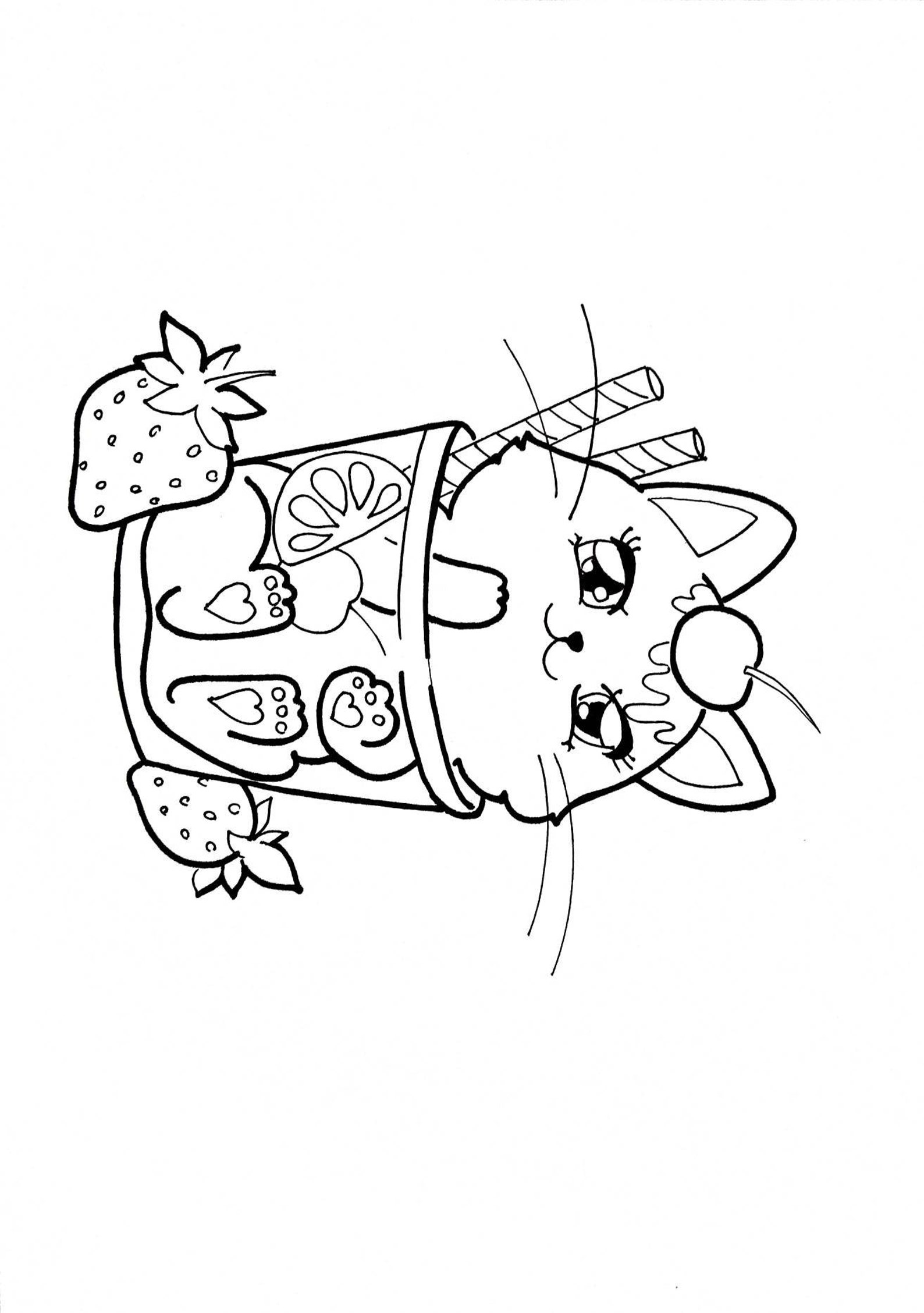 Set 4 Coloring Pages Kawaii Sushi & Cat - Etsy