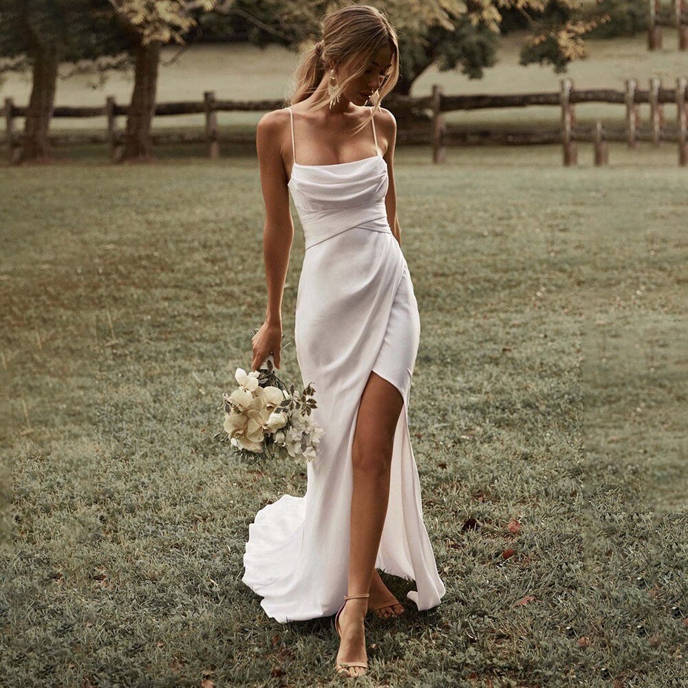 White Simple Spaghetti Strap Dress - Etsy Singapore