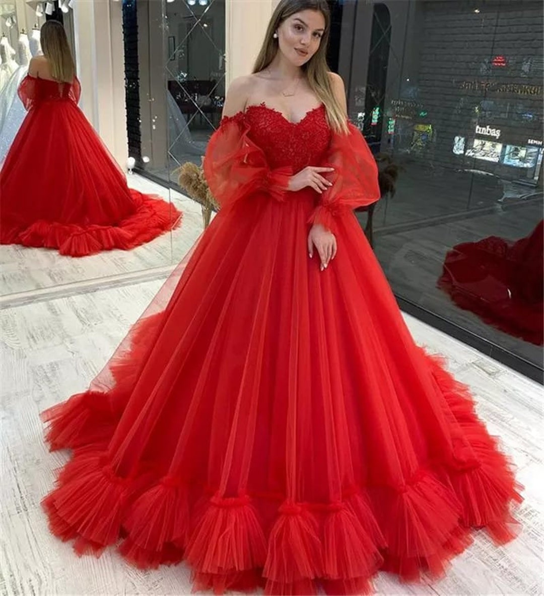 Embroidered Red Wedding Dress/ White Wedding Dress/princess - Etsy