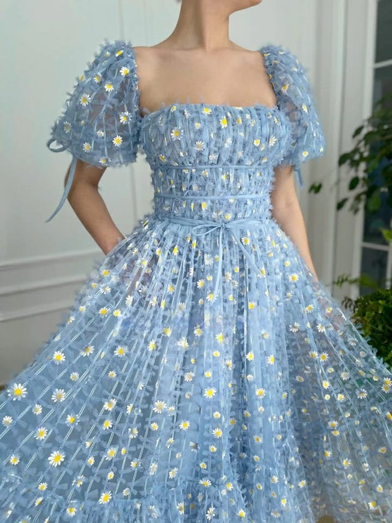 Floral Organza Prom Dress/daisy Prom Dress/tulle Organza Prom - Etsy Israel