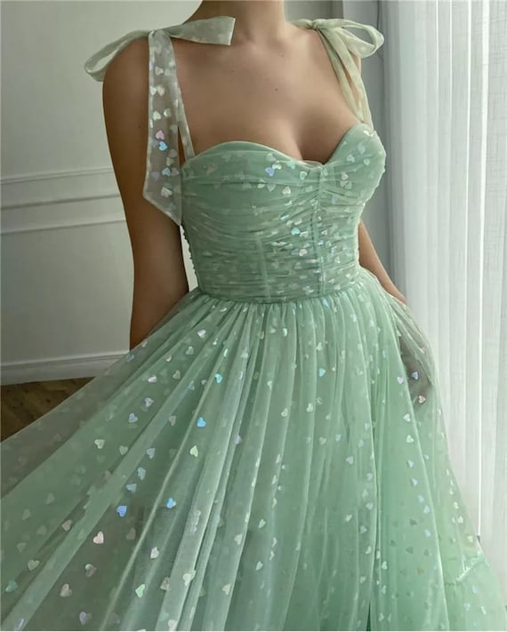 Sparkly Hearts Midi Dress/Corset Prom Dress/Fairy Prom