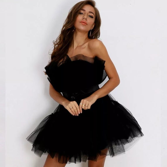 Black Tulle Dress Short