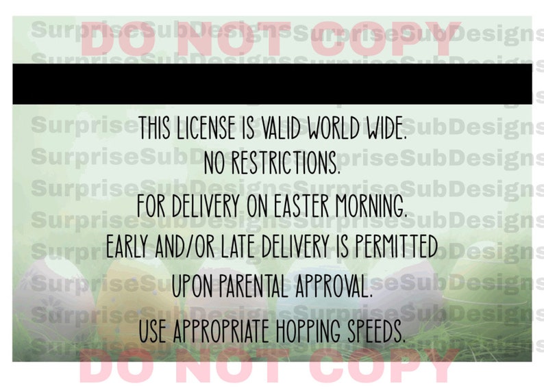 Easter Bunny License Png, Hopping License, Easter Bunny ID Png, Digital