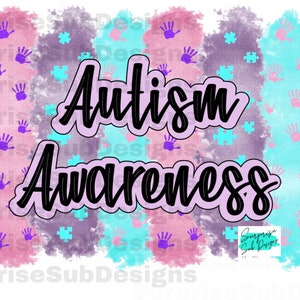 Autism awareness png, autism brushstroke design, autism digital download, autism sublimation design, puzzle piece handprint, autism mom gift