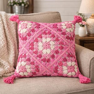 Granny’s Diamonds Crochet Throw Pillow Pattern PDF | Granny Square Cushion Cover | Beginner Friendly Crochet Home Decor