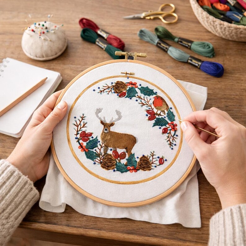 Christmas Nature Walk Embroidery Pattern PDF Printable – Woodland ...