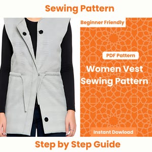 Women&#39;s Vest Sewing Pattern PDF – DIY Vest Pattern, Digital Download, Sleeveless Jacket Sewing Pattern, Beginner Friendly
