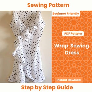 Wrap Dress Sewing Pattern PDF – DIY Women&#39;s Wrap Dress, Digital Download, Flattering Fit, Beginner Friendly Dress Pattern
