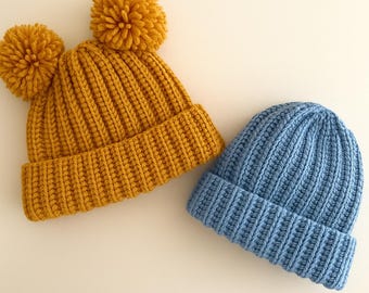 Baby Beanie Crochet Pattern PDF – Newborn to Toddler Hat Pattern, DIY Baby Hat, Digital Download, Easy Baby Beanie, Beginner Friendly