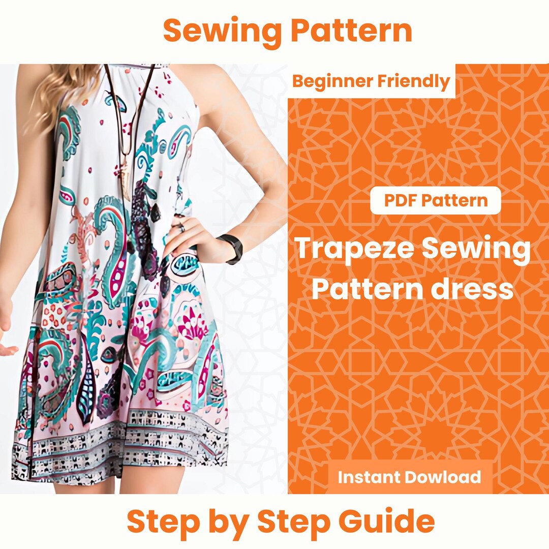 thumbnail image 2 of Easy Trapeze Dress Sewing Pattern ~ 4 Variations! (Sizes 14-22 2 of 10