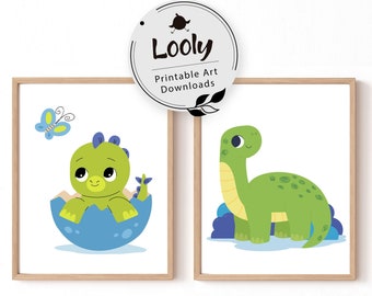 Dinosaur Nursery Prints, Nursery Wall Art, Dinosaur Decor, Boys Room Wall Art, Kids Room Decor, Dinosaur Art