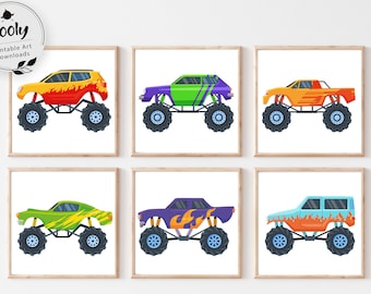 Monster Truck Nursery Prints, Boys Room Decor (Digital Download)