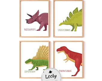 Dinosaur Nursery Prints, Kids Room Decor (Digital Download)