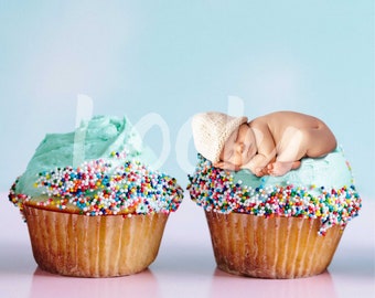 Newborn Baby Cupcake Digital Backdrop (Digital Download)