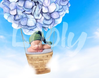 Newborn Hot Air Balloon Digital Backdrop (Digital Download)