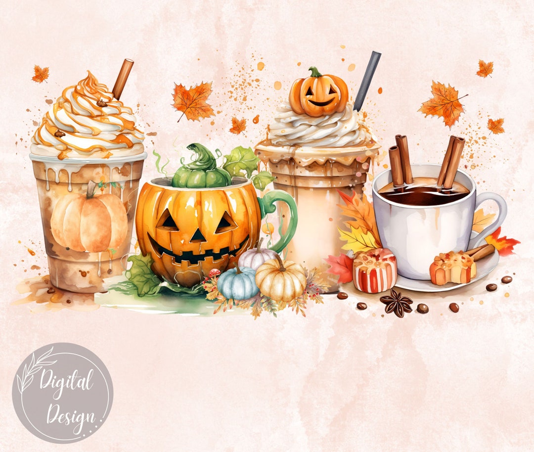 Pumpkin Spice Latte Coffee Cups Png, Fall Coffee Png, Digital Print ...