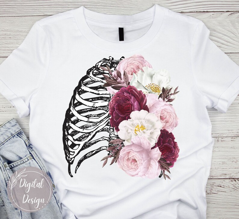 Chest Flowers Png Floral Chest Sublimation Design Skull - Etsy