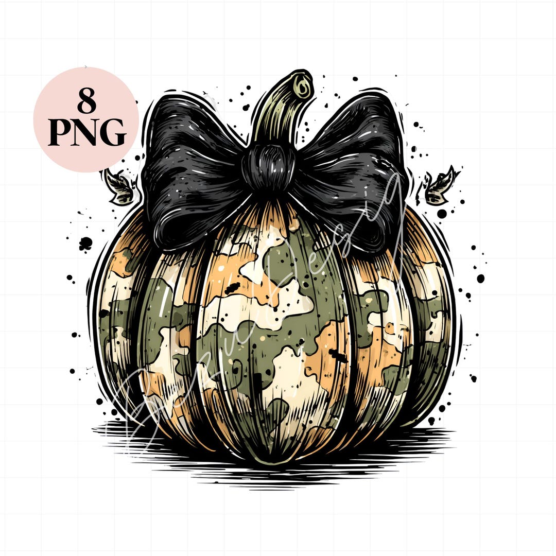 8 Camouflage Pumpkin Clipart Bundle | Camo Fall Pumpkin PNG With Black ...