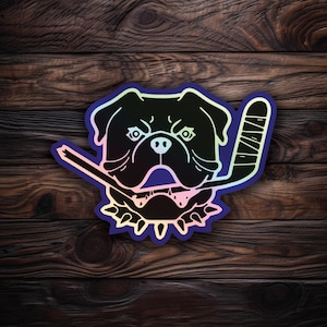 Holographic Sudbury Blueberry Bulldogs Sticker Waterproof Die Cut Vinyl | LK, Shore69, Shoresy, Hockey Sticker, Car, Laptop, Hydroflask
