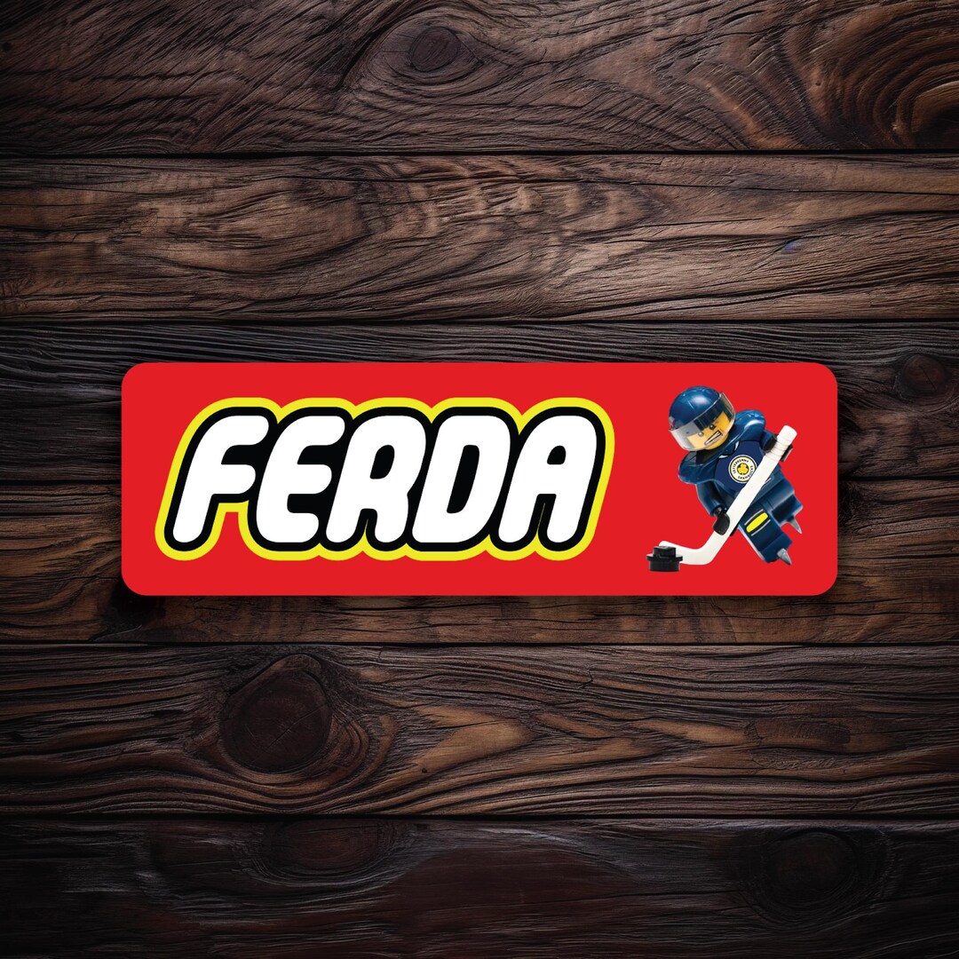 Ferda Sticker Ferda Sticker - 4” Hockey Player Brick Figure | Die Cut Vinyl ...