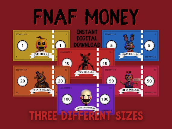 Fnaf Play Money, Play Money, Fnaf Birthday, Fnaf Party, Fnaf Party Supplies,  Fnaf Print, Fnaf Printable, Fnaf Birthday Party, Fnaf -  Finland