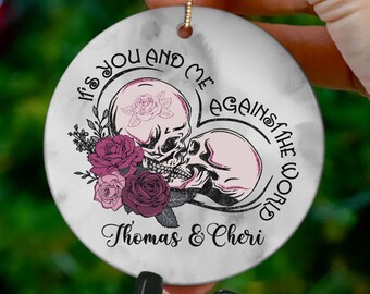 Personalisierte Gothic Weihnachtspaare Ornament, individuelle romantisches Geschenk, Skelett Ornament, Jubiläum oder Hochzeitsgeschenk, Halloween Ornament