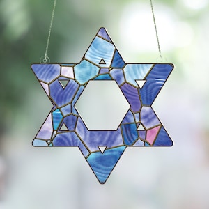 Davidsstjärna Hanukkah-prydnad, Hanukkah-dekor, Påskdekor, Akrylfönsterprydnad, Gåva för judisk familj, Glad Hanukkah, Påsk