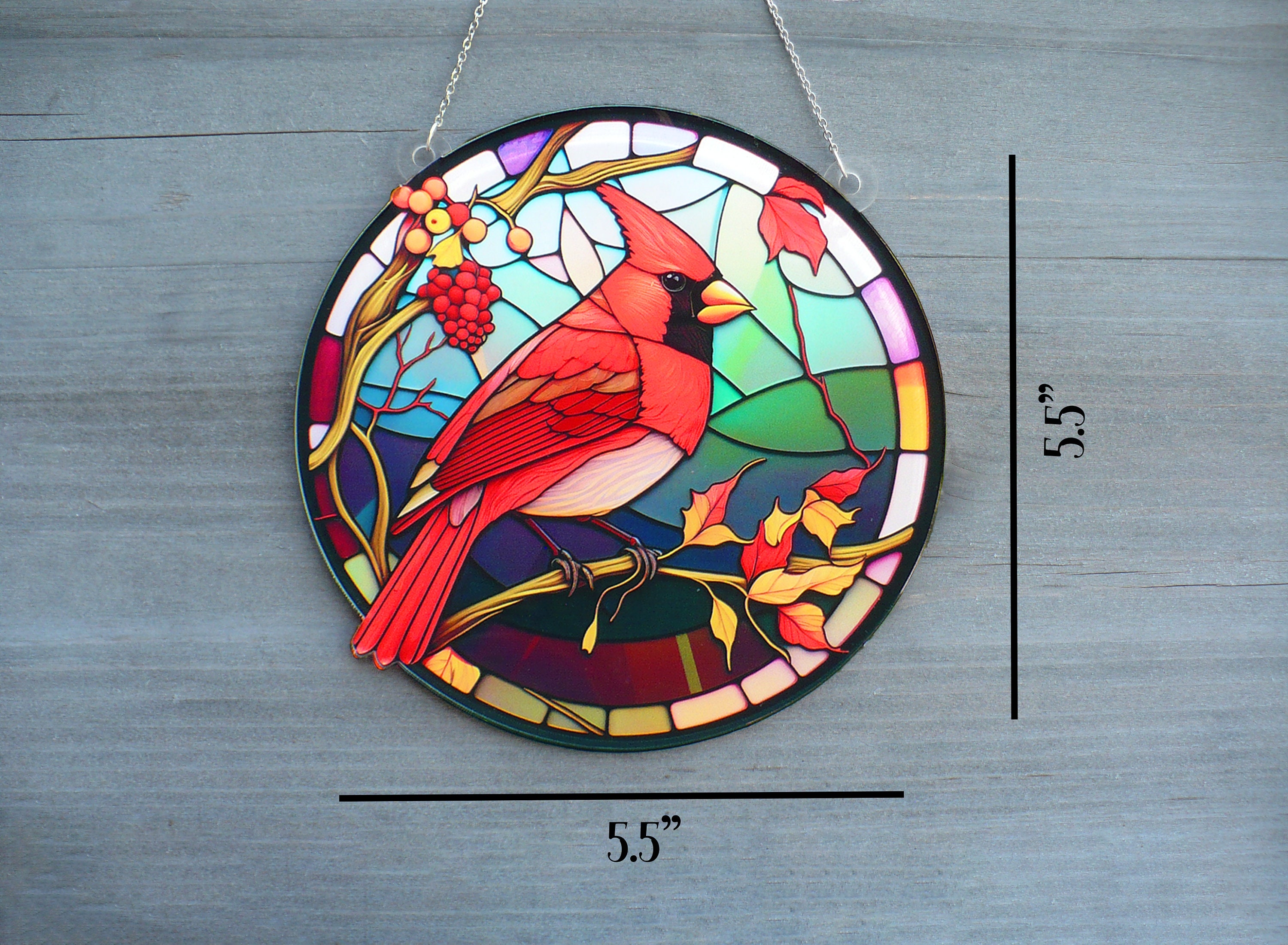 Red Cardinal Window Ornament Home Decor, Acrylic Window Hanging ...