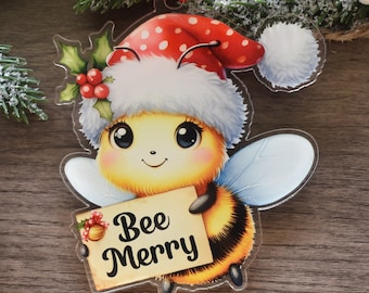 Adorable Bee Personalized Ornament, Acrylic Bee Theme Gift Christmas Gift, Beekeeping Ornament, Honey Bee Decor, Gift for Beekeeper