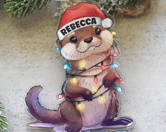 Adorable Otter Ornament, Personalized Acrylic Otter Christmas Gifts, Cute Animal Gift for Nature Lovers