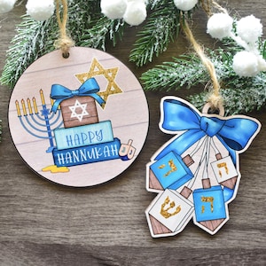 Beautiful Hanukkah Ornaments, Hanukkah Decorations and Gifts for Jewish Family, Happy Hanukkah Home Decor, Jewish Star and Menorah Art
