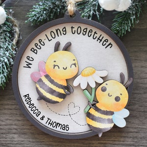 Adorable Bee Christmas Ornament, Bee Theme Gift for couples, Engagement Gift, Couples Valentine Ornament, honeybee décor, Beekeeper gifts