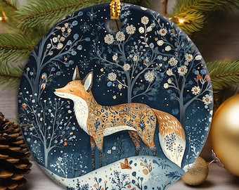 Scandinavian Fox Christmas Ornament, Nordic Woodland Winter Decor, Norwegian folk art gifts, Nordic Decor Hygge Gifts