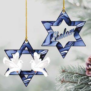 Hanukkah Ornaments Set of 2, Beautiful acrylic Star of David Ornaments, Hanukkah Decorations, Home Decor Jewish art