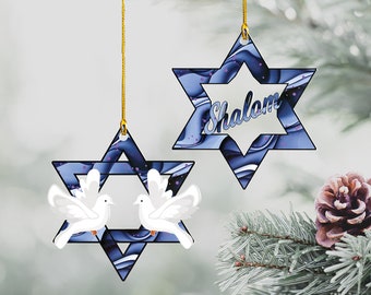 Hanukkah Ornaments Set of 2, Beautiful acrylic Star of David Ornaments, Hanukkah Decorations, Home Decor Jewish art