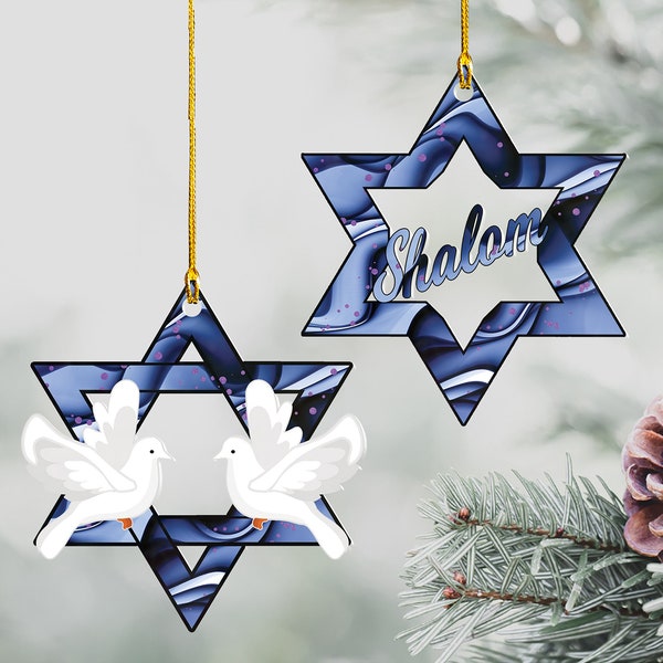 Hanukkah Ornaments Set of 2, Beautiful acrylic Star of David Ornaments, Hanukkah Decorations, Home Decor Jewish art