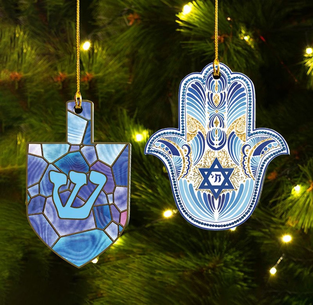 Hanukkah Ornaments Set of 2, Hanukkah Gift, Happy Hanukkah, Hanukkah